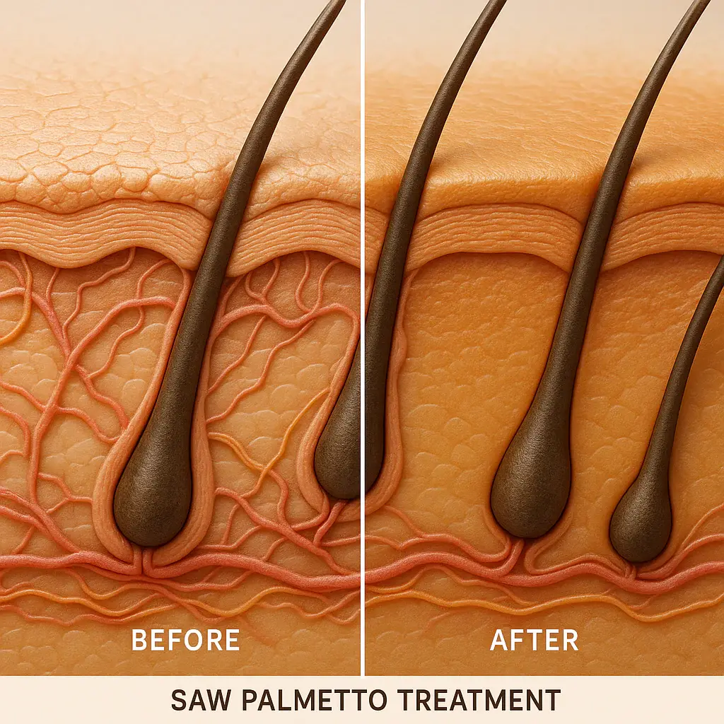 Before-and-after comparison-of-hair-growth-using-Saw-Palmetto-based-products.
